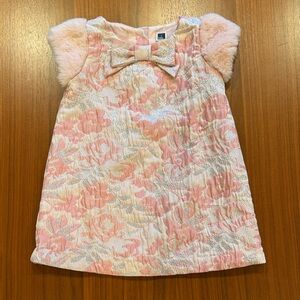 Janie and Jack Pink and Silver Christmas Dress with Bow